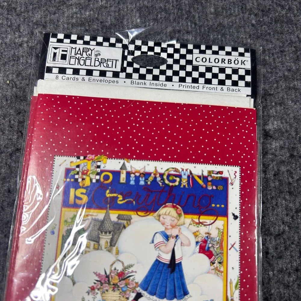 MARY ENGELBREIT NOTE CARDS & ENVELOPES, TO‎ IMAGINE IS EVERYTHING, NIP